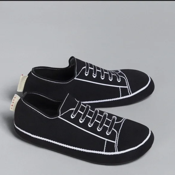 Marni Shoes Marni Intarsia Knit Printed Logo Sneakers Slip On